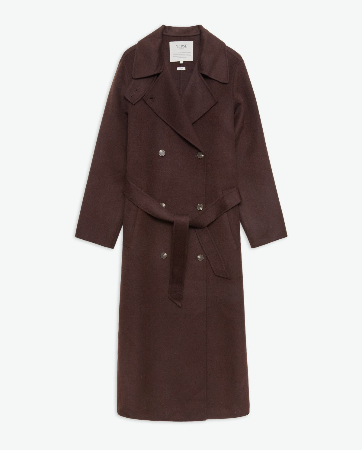43600 - HANDMADE WOOL-BLEND LONG COAT CHOCOLATE