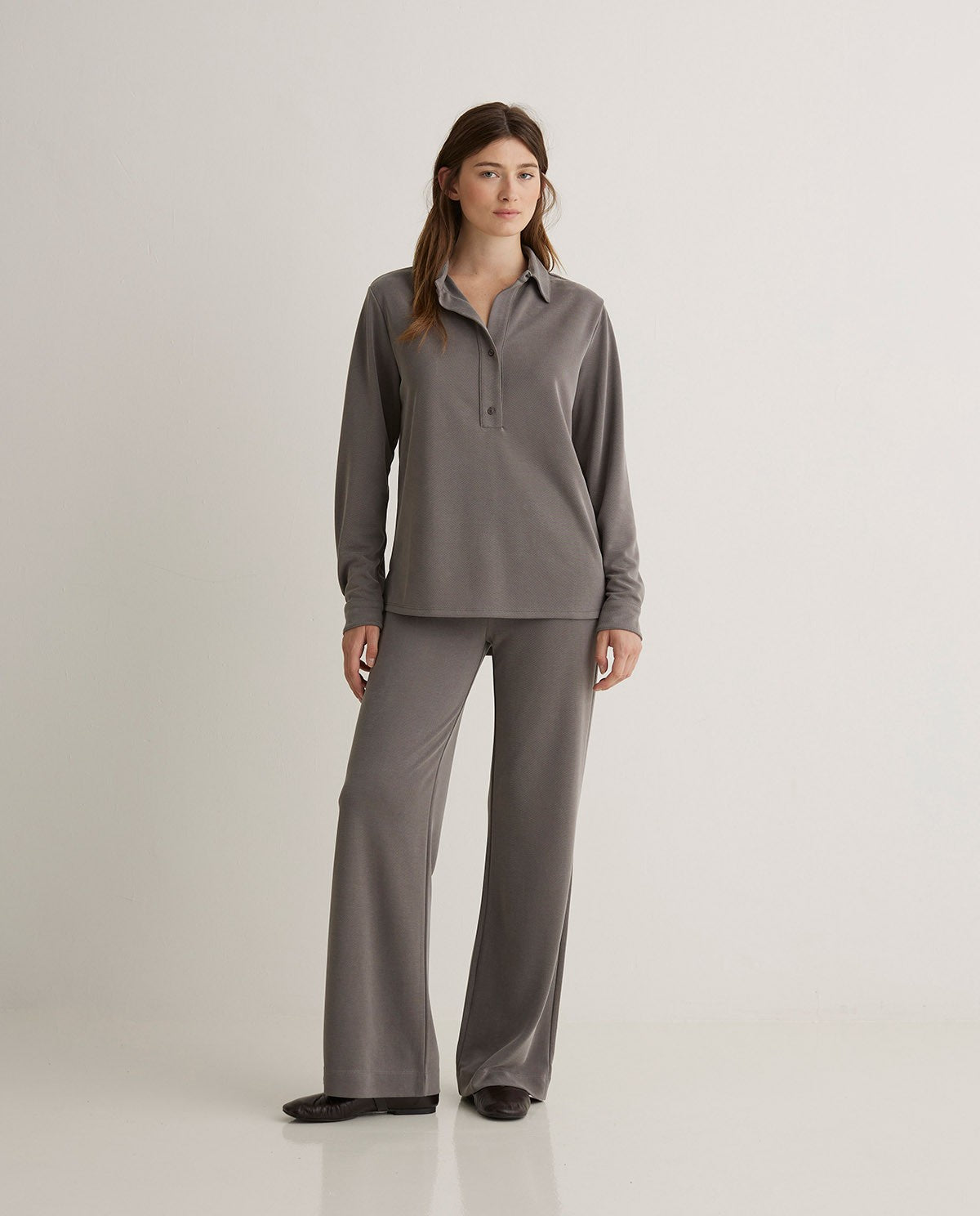 43280 - Lead - Grey Flowy Wide Trousers