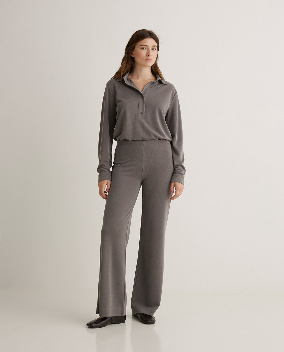 43280 - Lead - Grey Flowy Wide Trousers