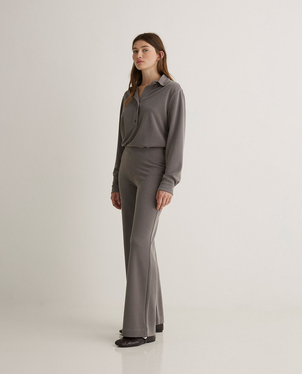 43280 - Lead - Grey Flowy Wide Trousers