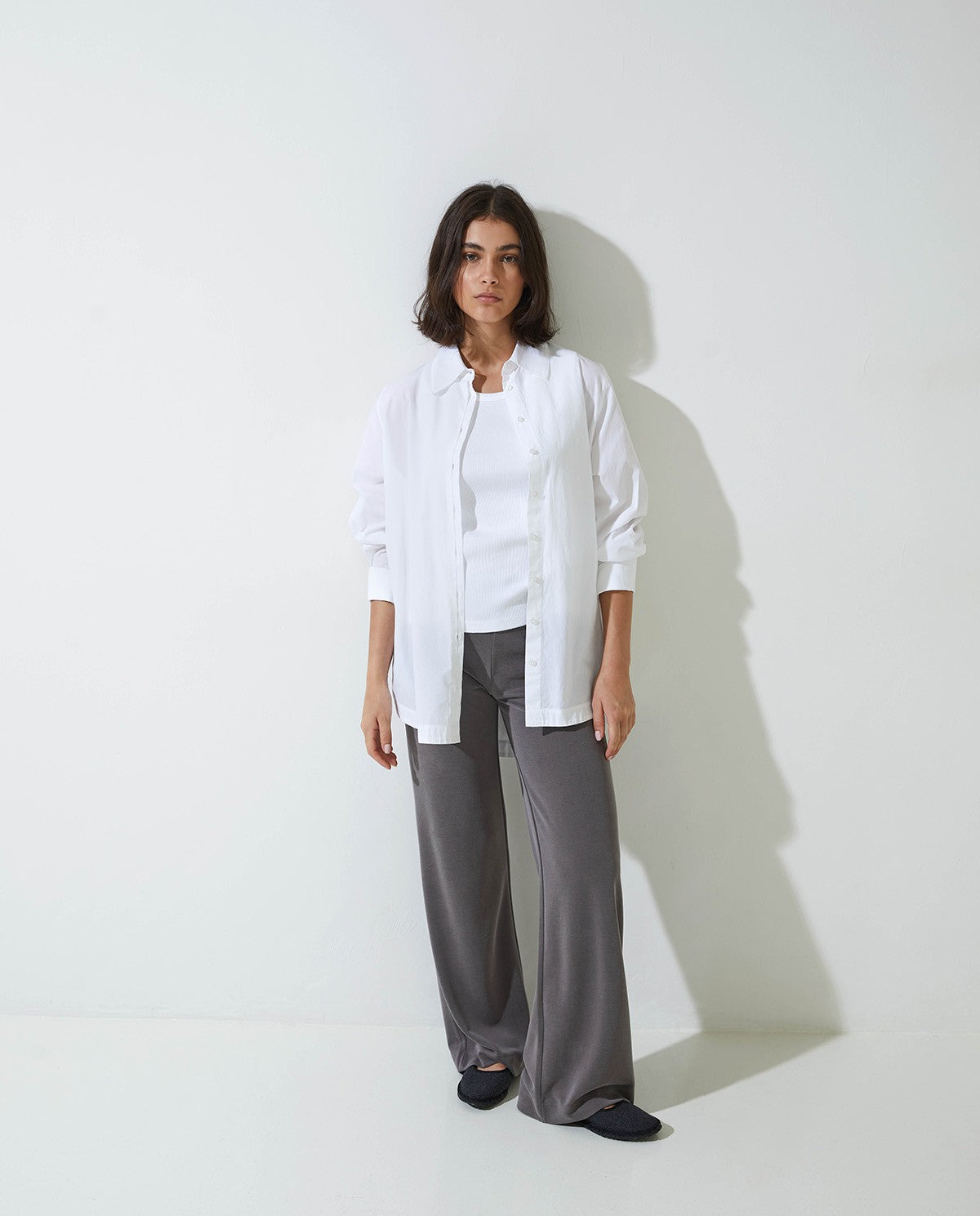 43280 - Lead - Grey Flowy Wide Trousers