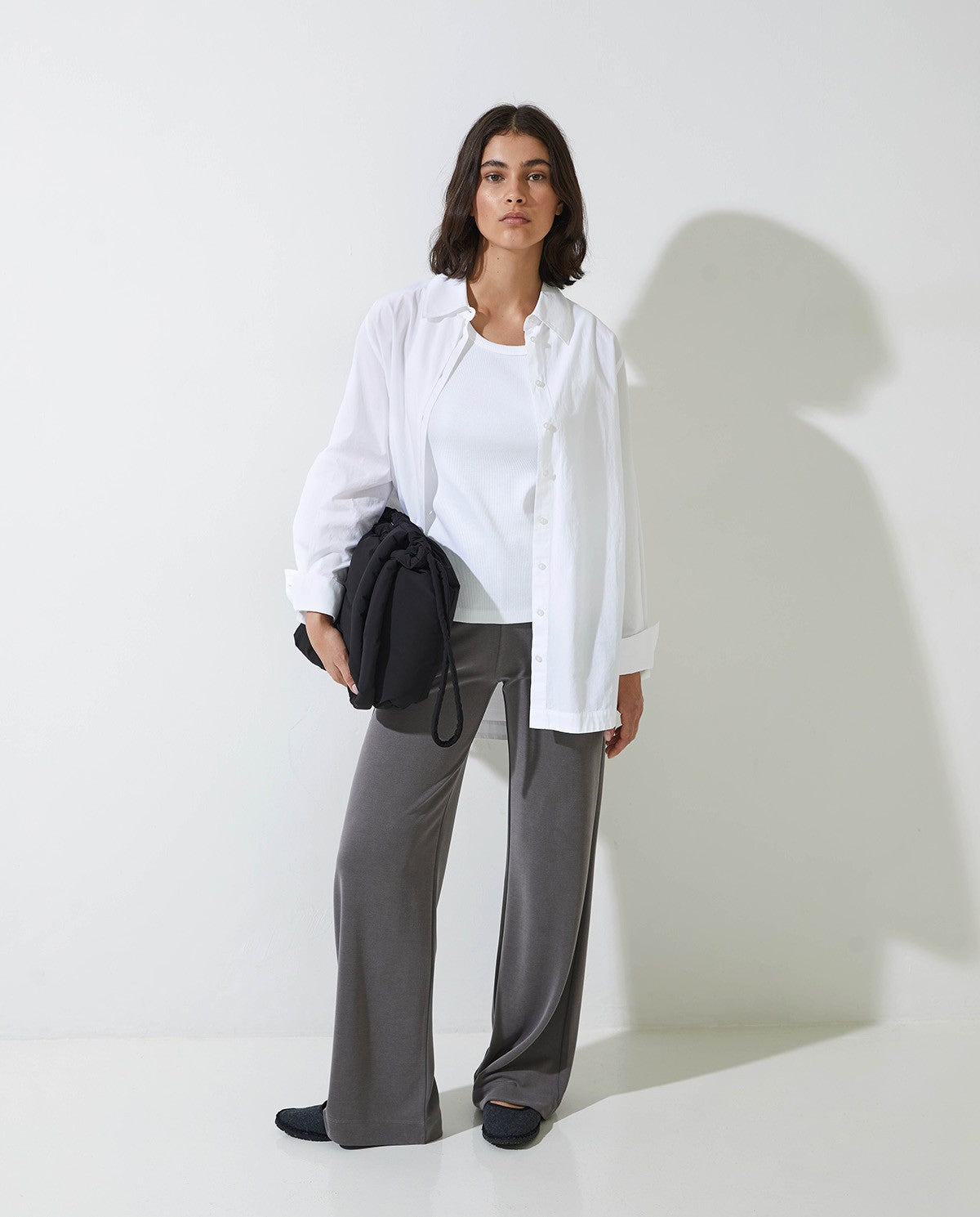 43280 - Lead - Grey Flowy Wide Trousers