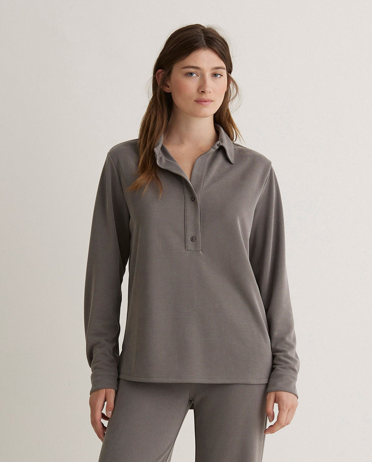 43281 - Anthracite Knit Polo Collar Shirt