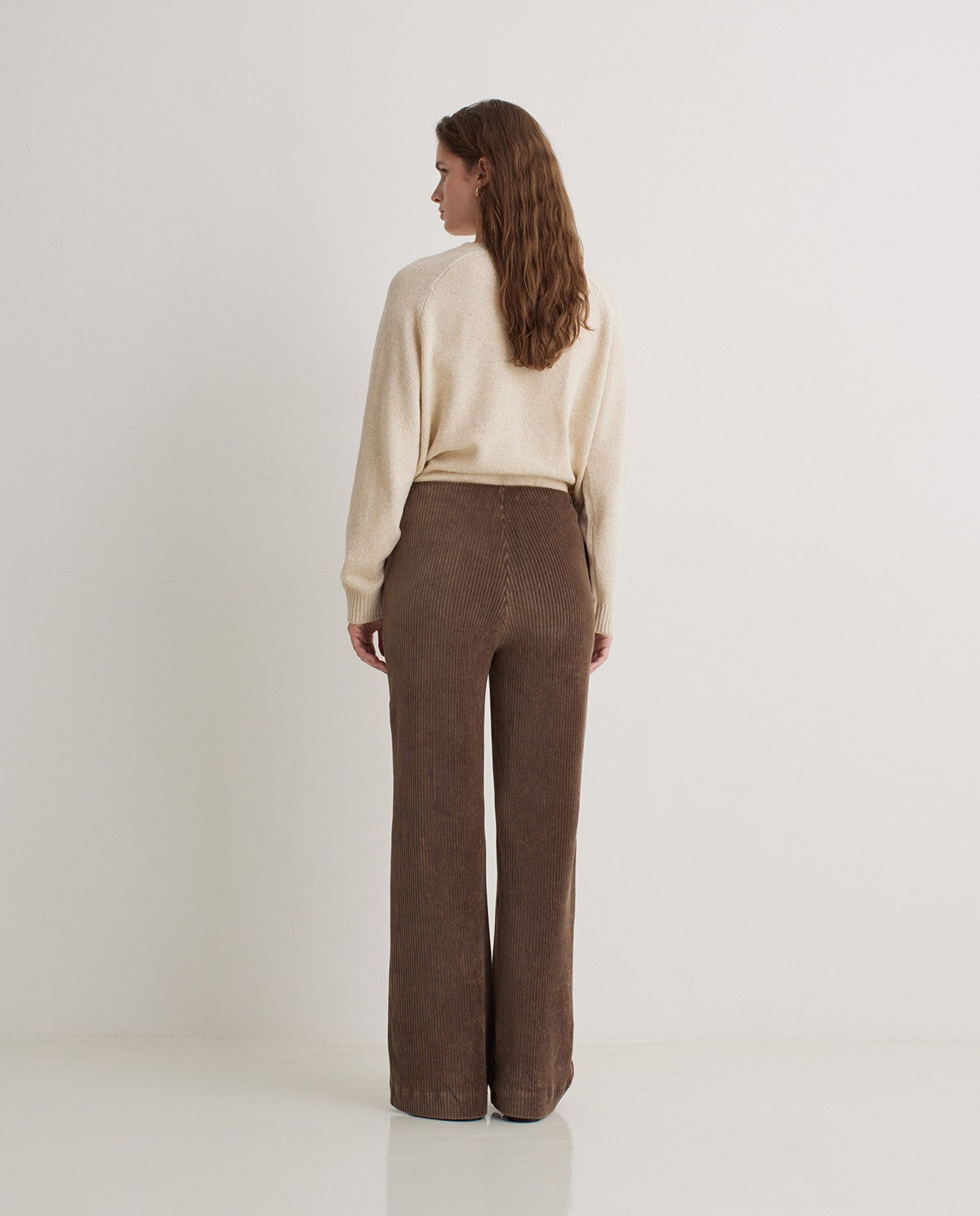 43455 - Taupe Wide Corduroy Trousers