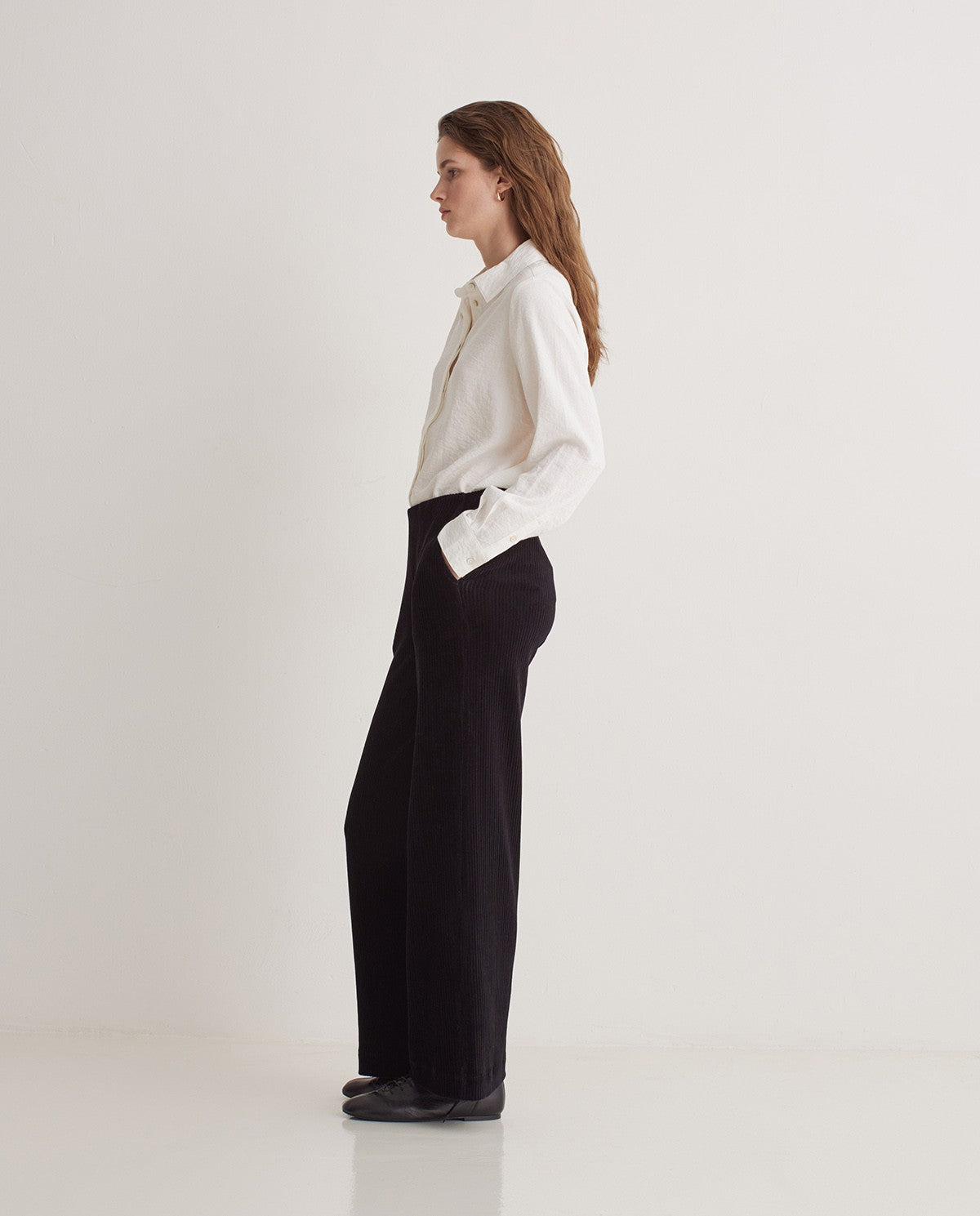 43455 - Black Wide Corduroy Trousers