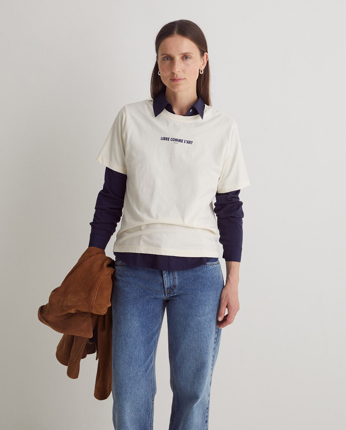 43499 - Ecru Print Cotton T-Shirt