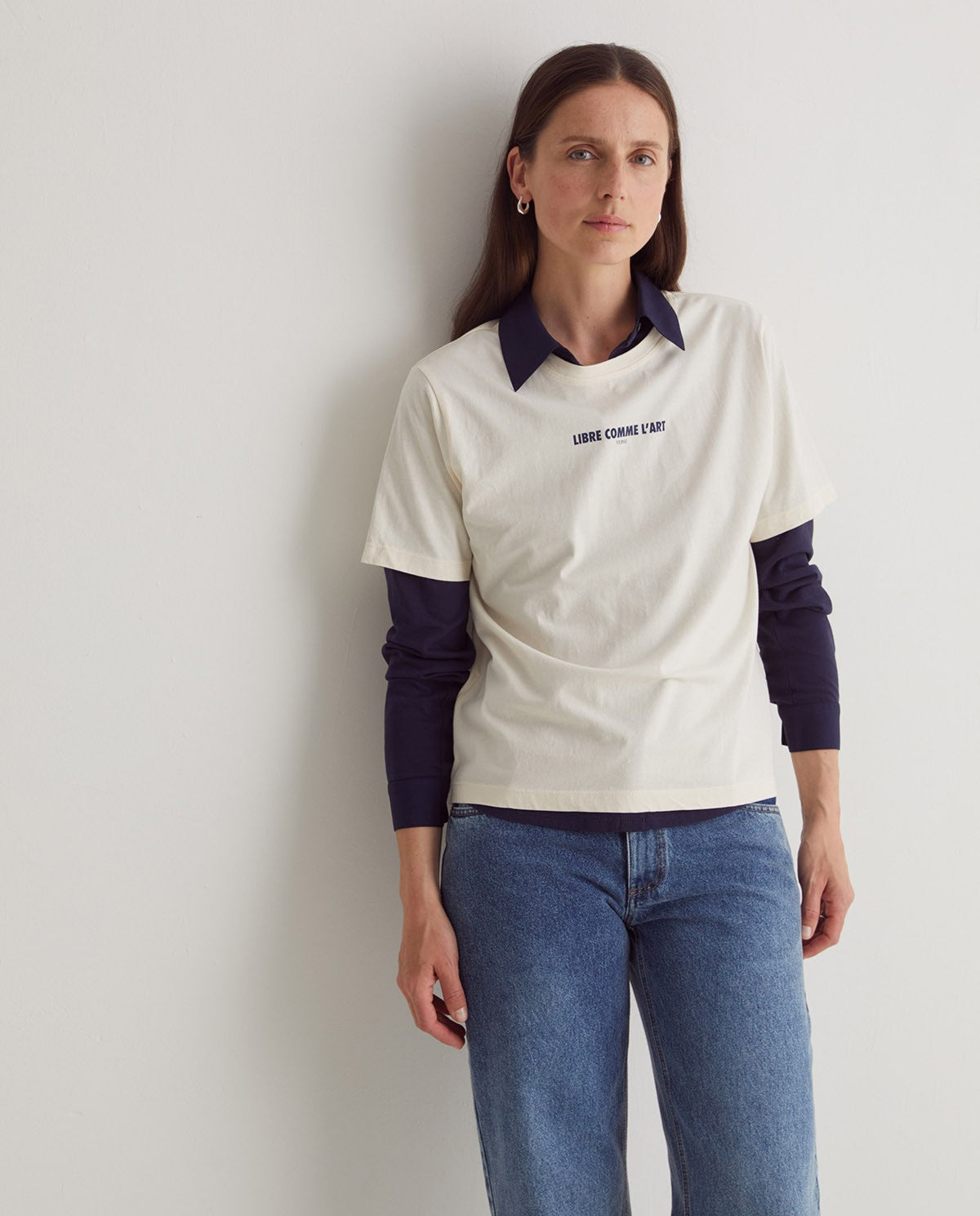 43499 - Ecru Print Cotton T-Shirt