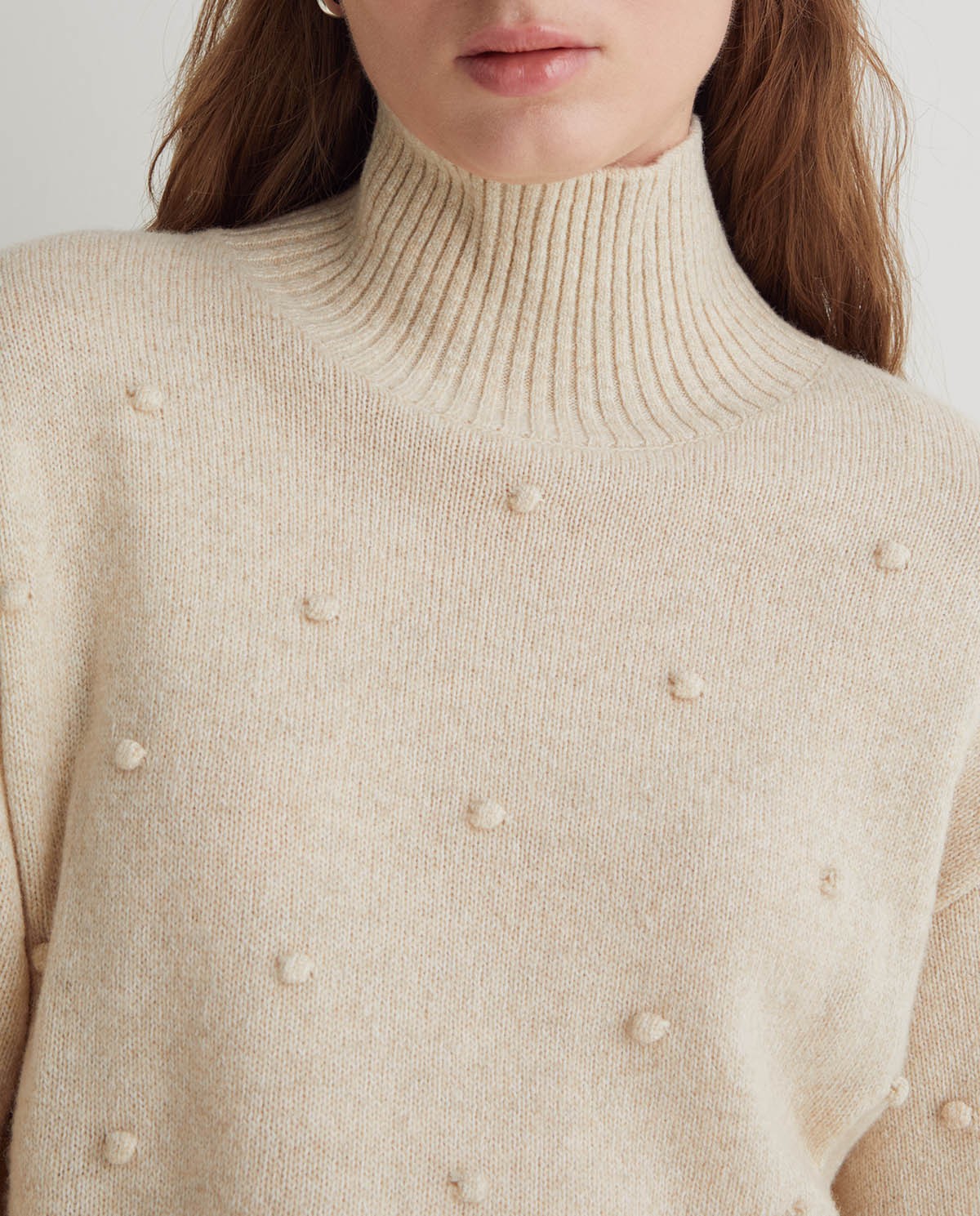 43539 - ECRU WOOL-BLEND KNIT SWEATER
