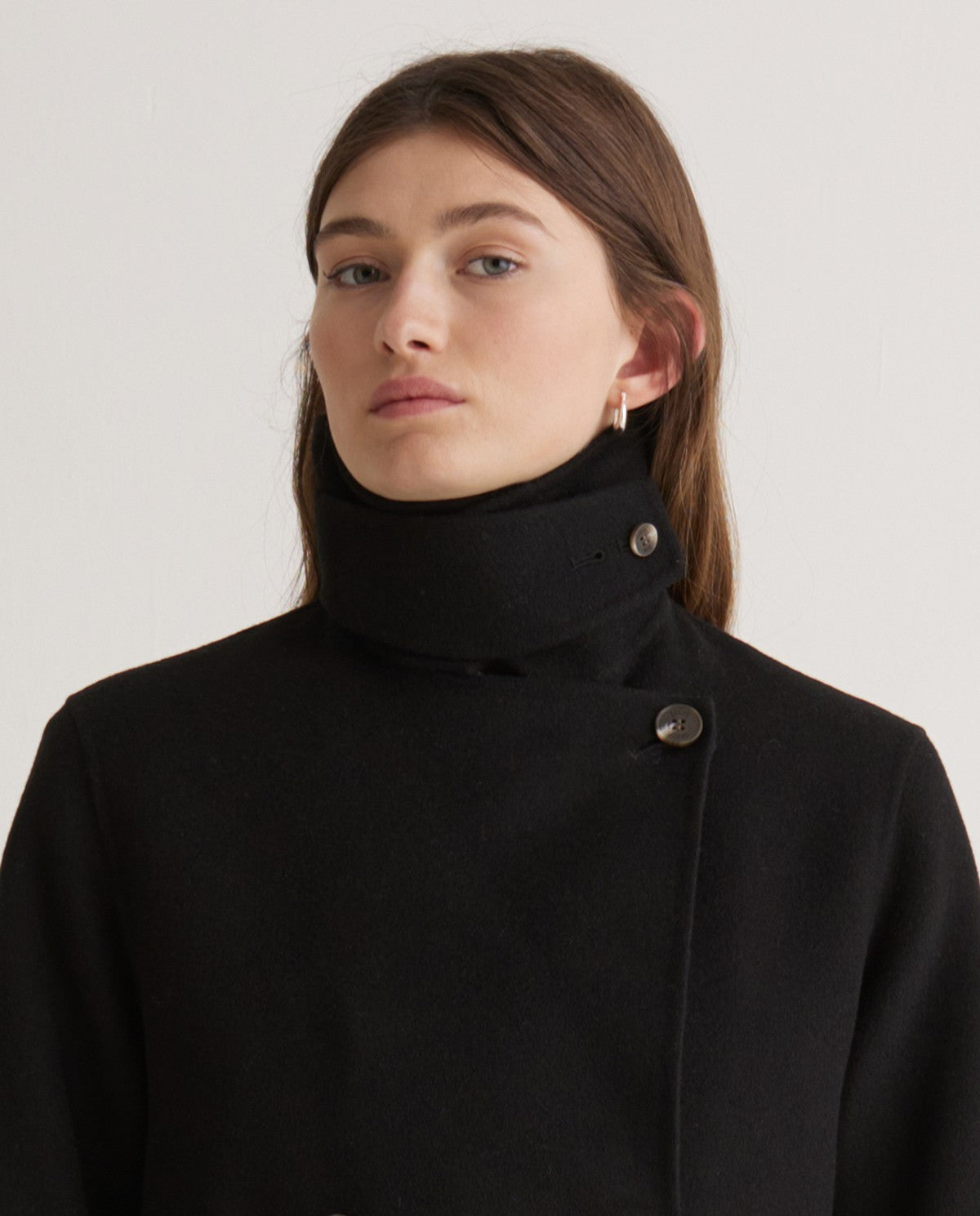 43600 - HANDMADE WOOL-BLEND LONG COAT BLACK