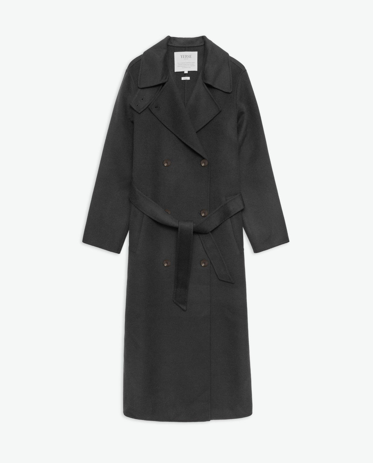 43600 - HANDMADE WOOL-BLEND LONG COAT BLACK