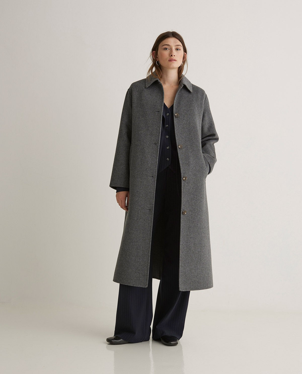43610 - Grey Wool Long Coat