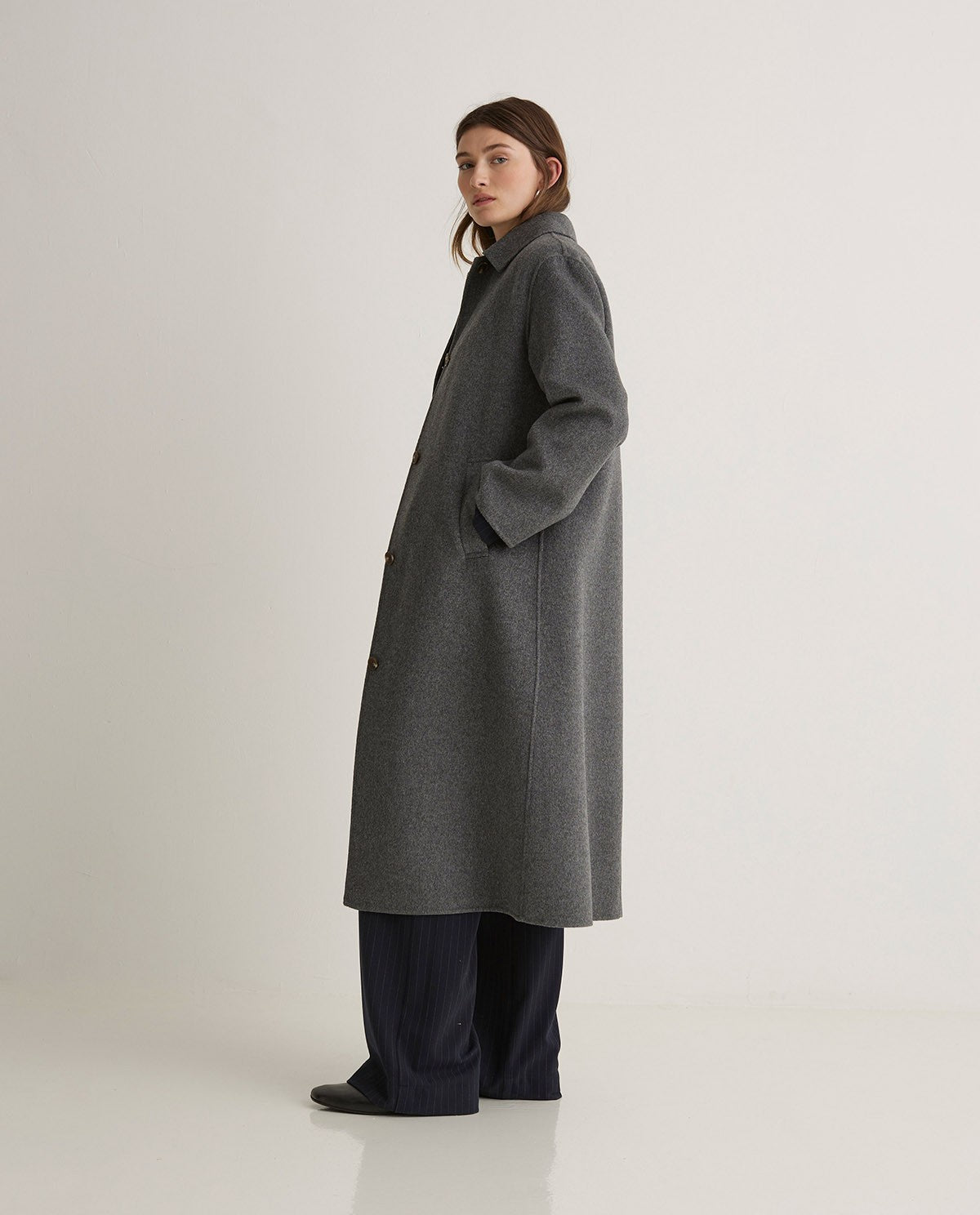 43610 - Grey Wool Long Coat