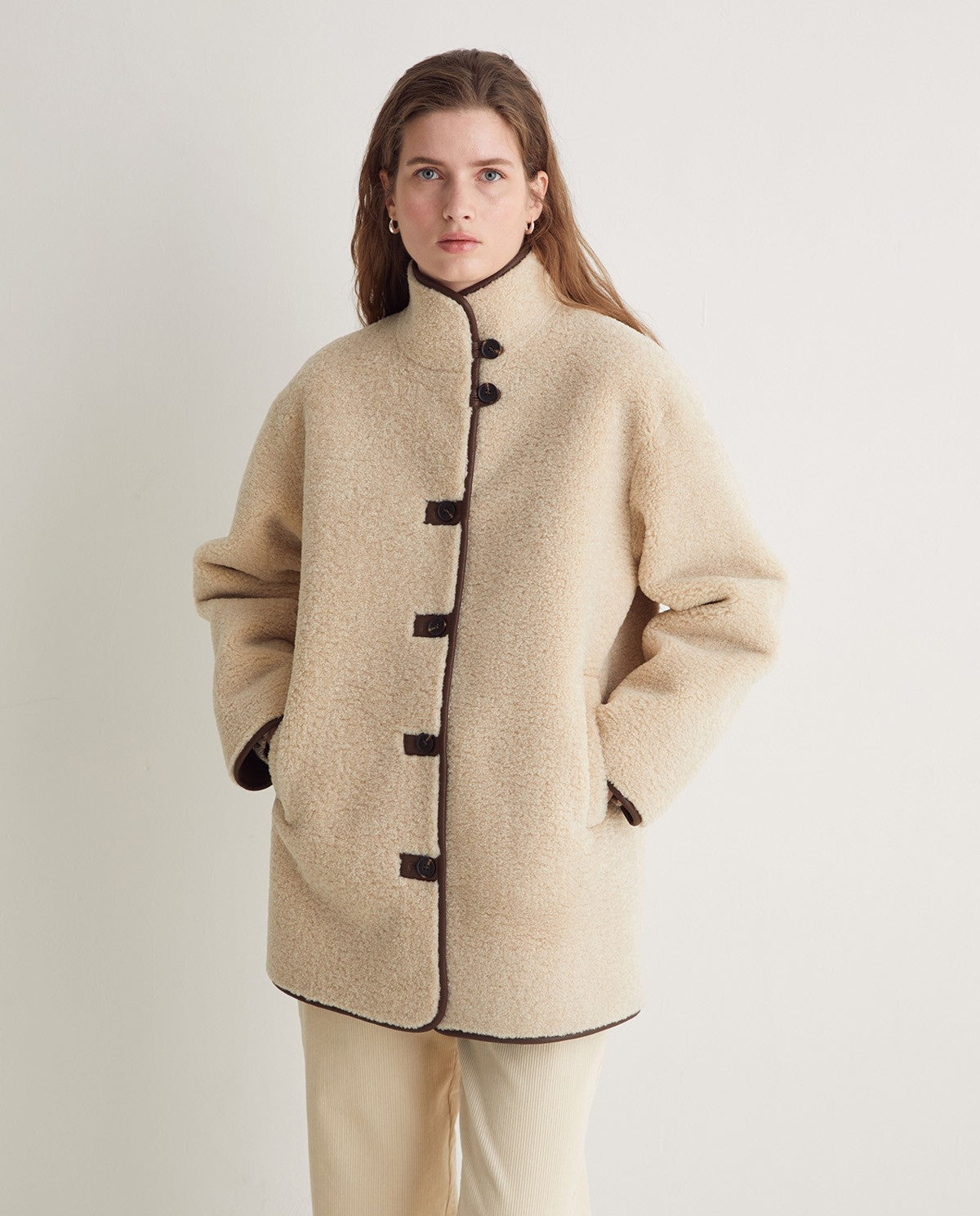 43612 - ECRU SHEARLING COAT