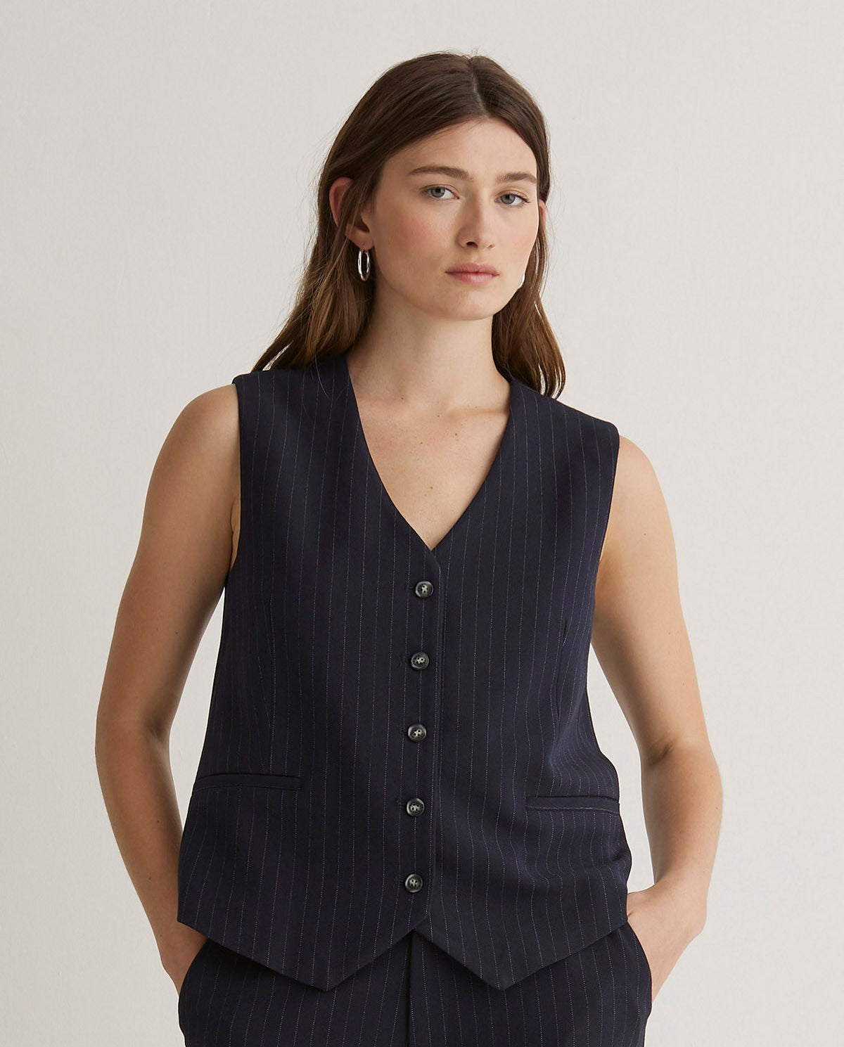 43804 - Navy Blue Striped Vest