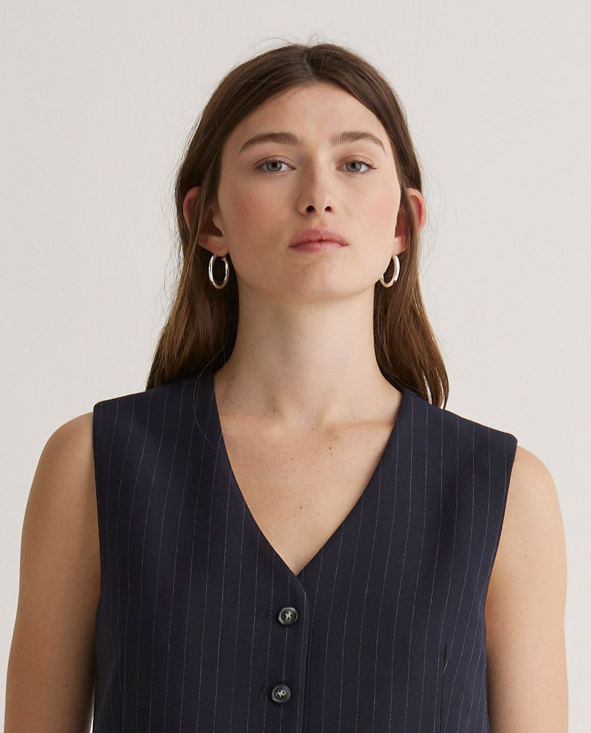 43804 - Navy Blue Striped Vest