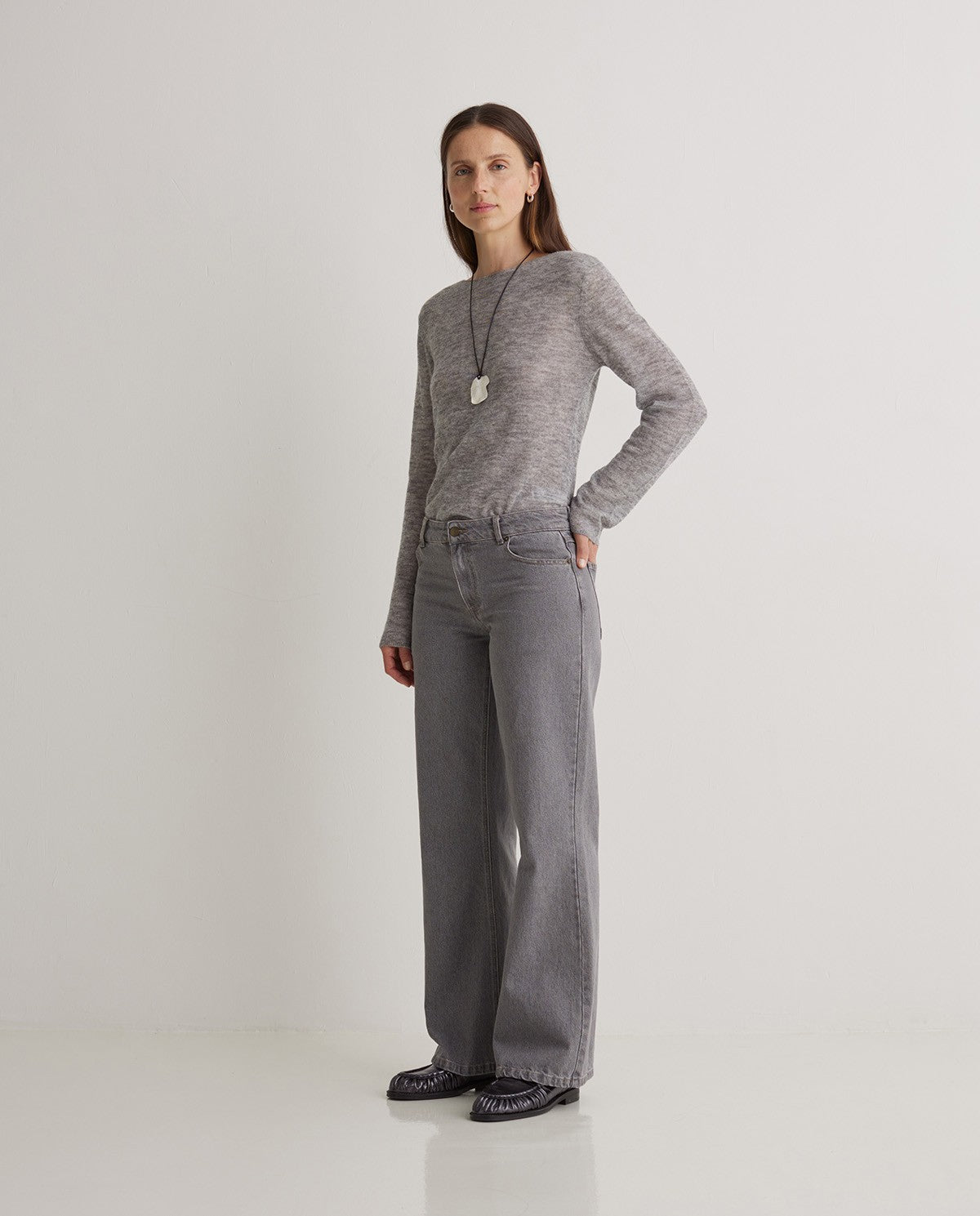 43851 - Grey Wide Leg Jeans