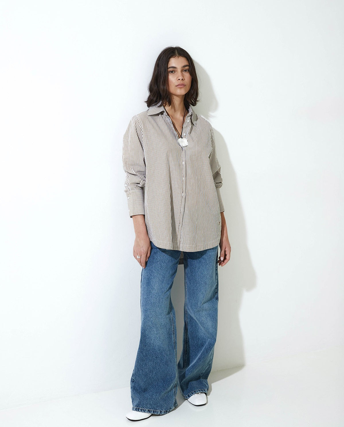 43878 - Camel Striped Shirt