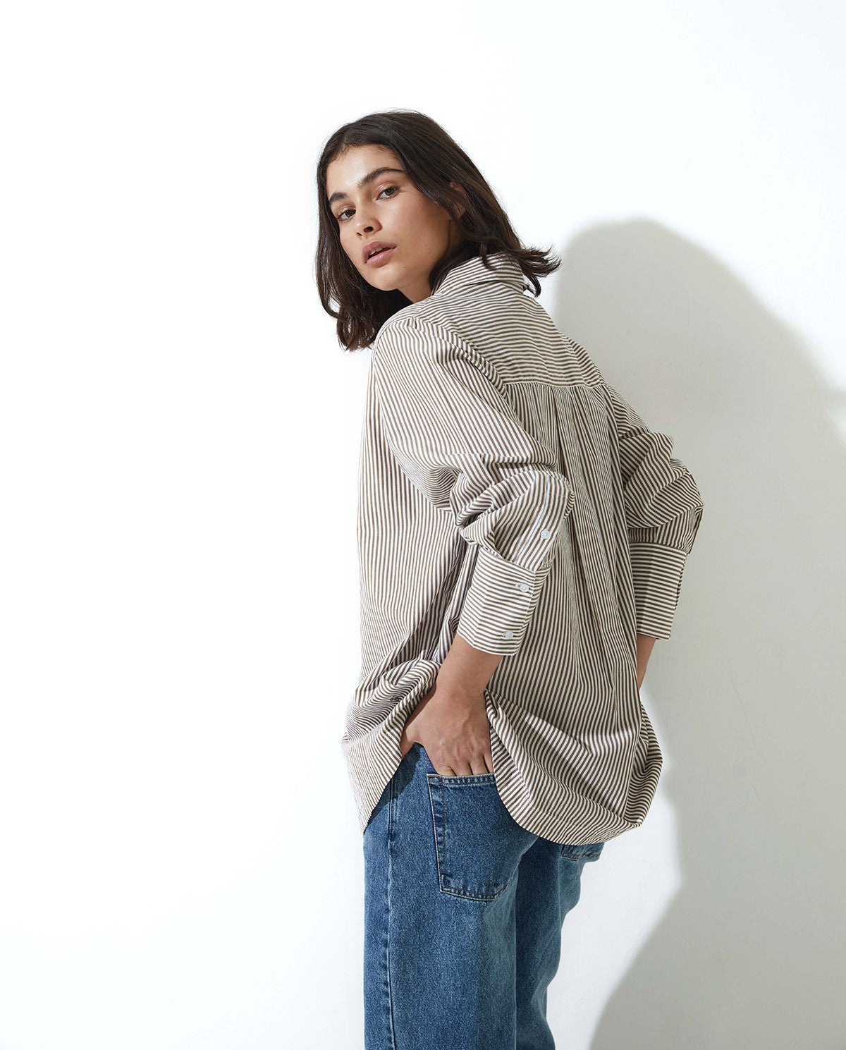 43878 - Camel Striped Shirt