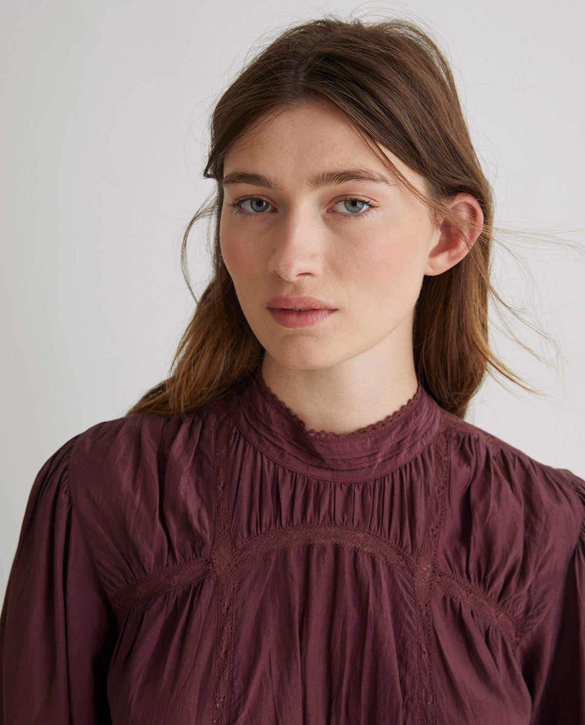 43887 - Aubergine High Neck Midi Dress