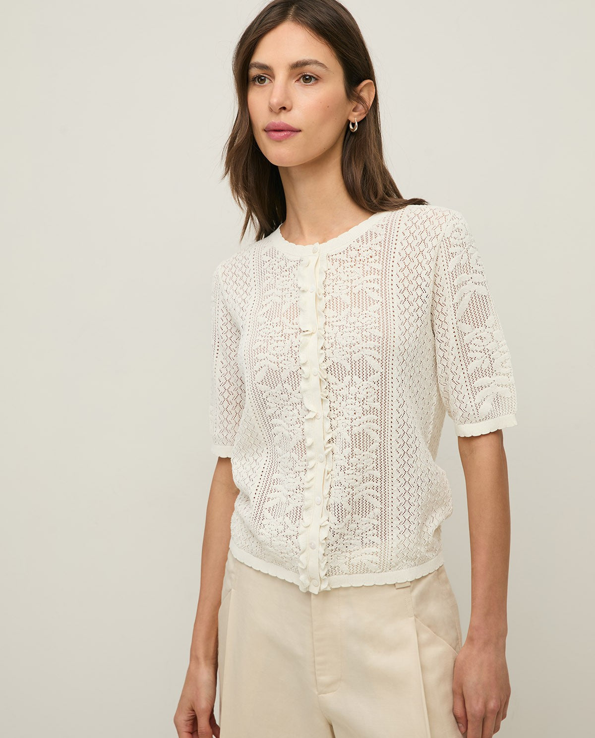 44518 - POINTELETTE SWEATER WITH PUFFED FRENCH SLEEVES