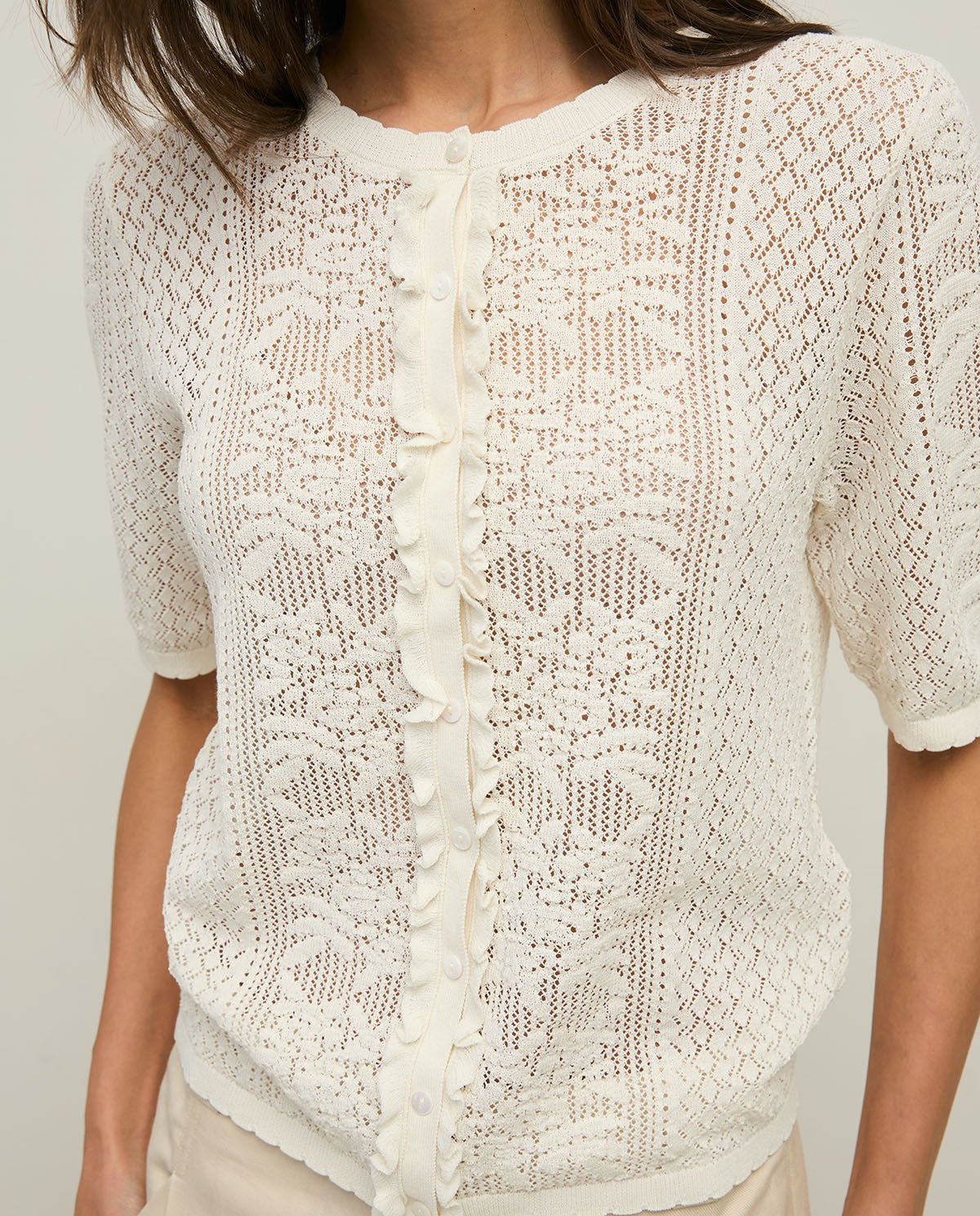 44518 - POINTELETTE SWEATER WITH PUFFED FRENCH SLEEVES