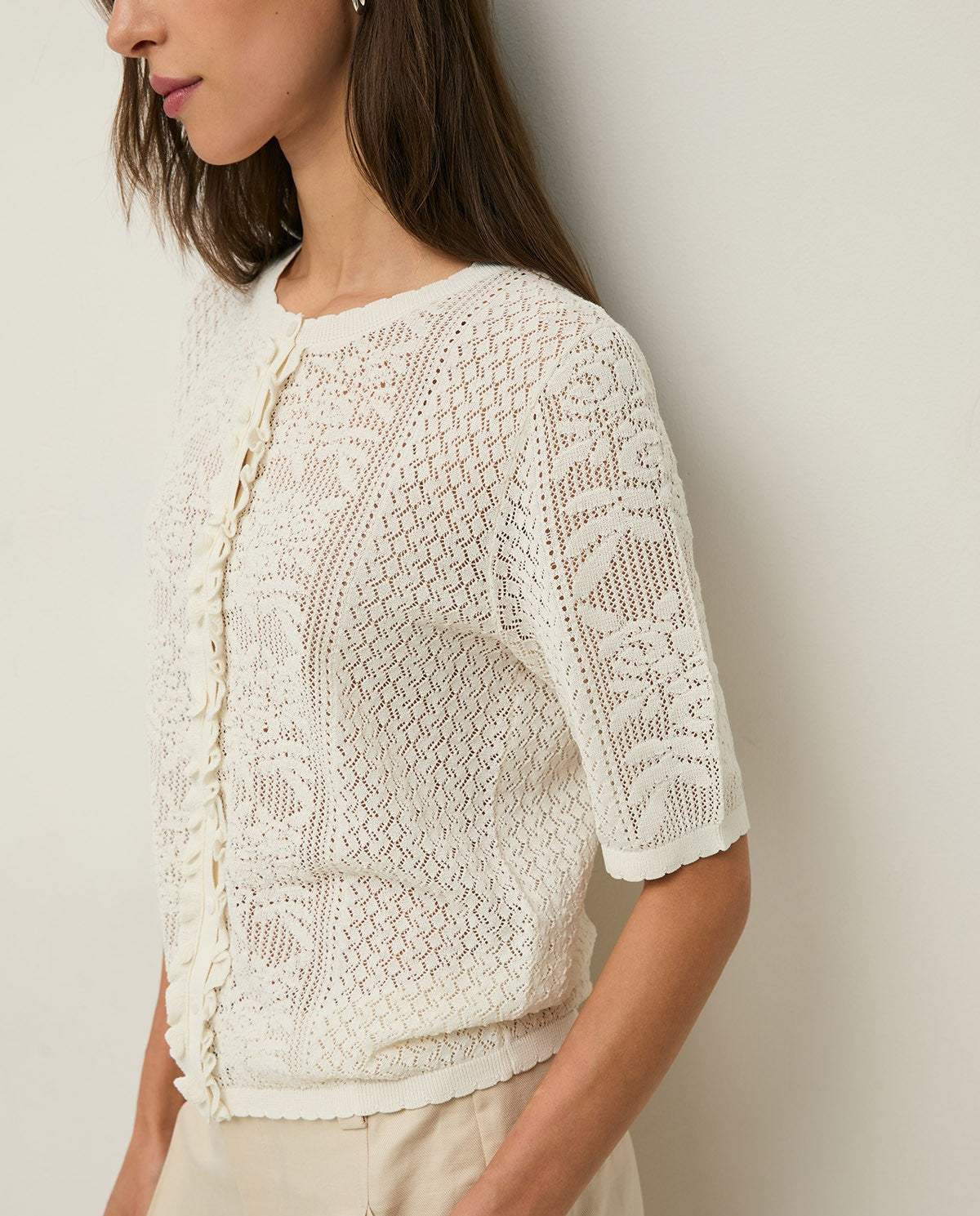 44518 - POINTELETTE SWEATER WITH PUFFED FRENCH SLEEVES