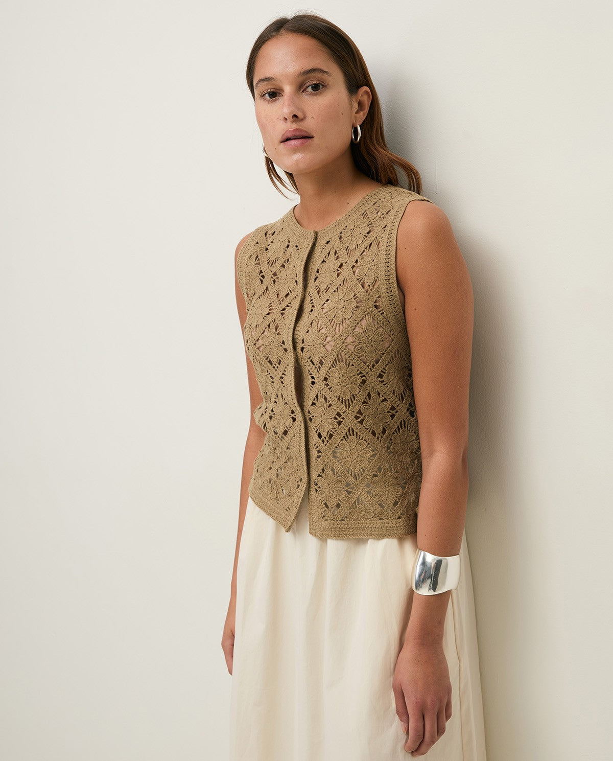 44549 - CROCHET-EFFECT KNIT VEST