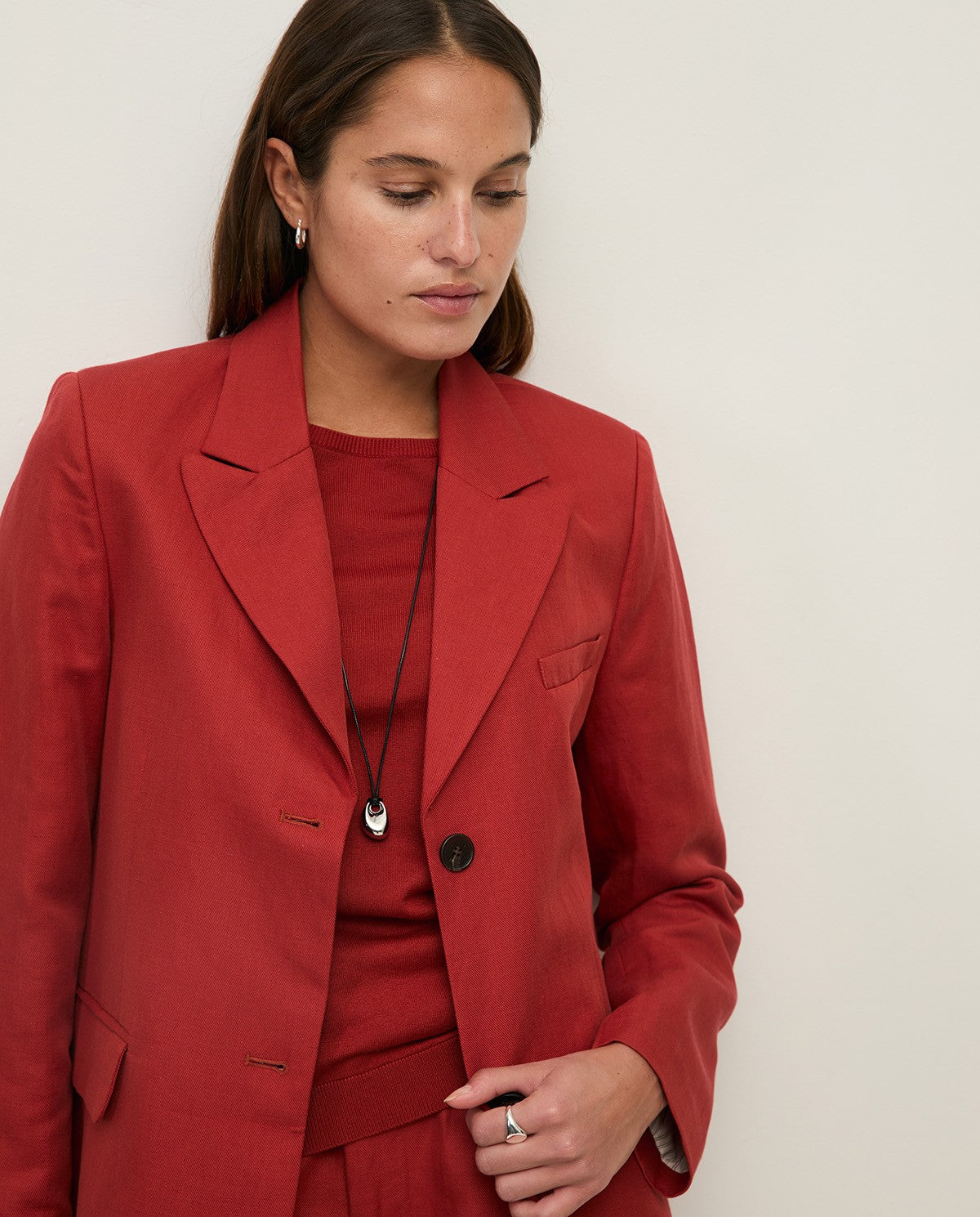 44803 - LINEN-BLEND BLAZER WITH BUTTONS