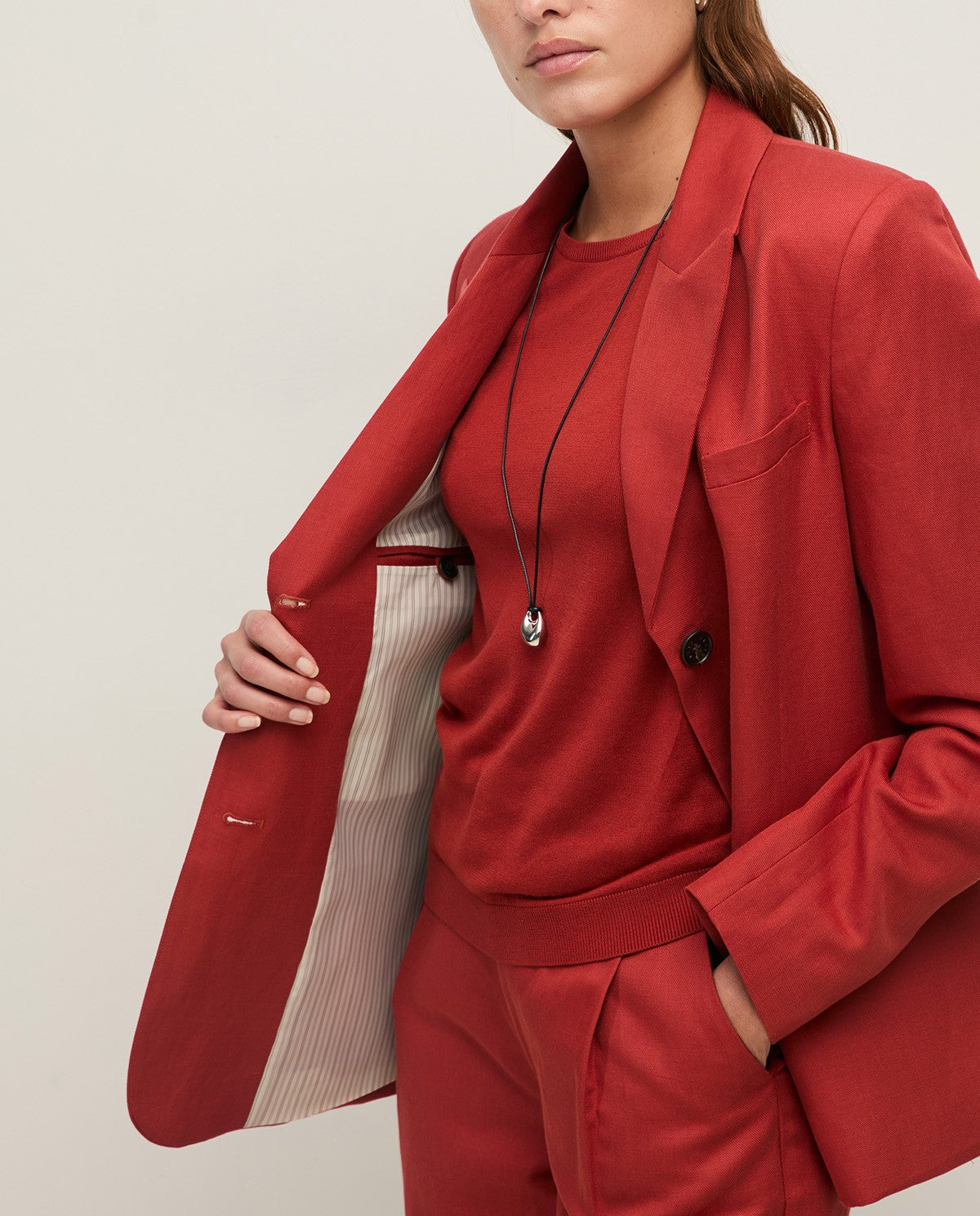 44803 - LINEN-BLEND BLAZER WITH BUTTONS