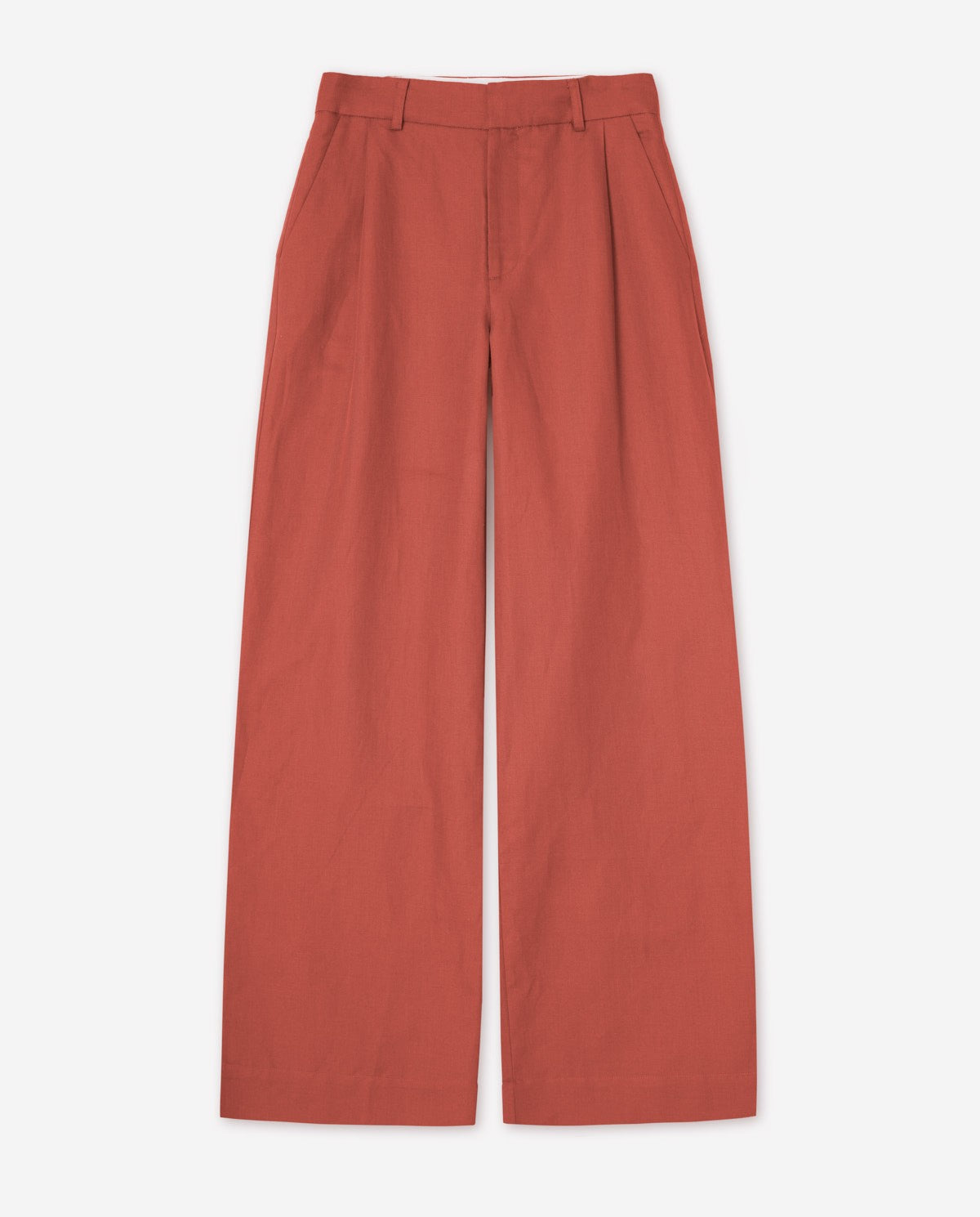 44804 - WIDE-LEG LINEN-BLEND TAILORED TROUSERS - RED-