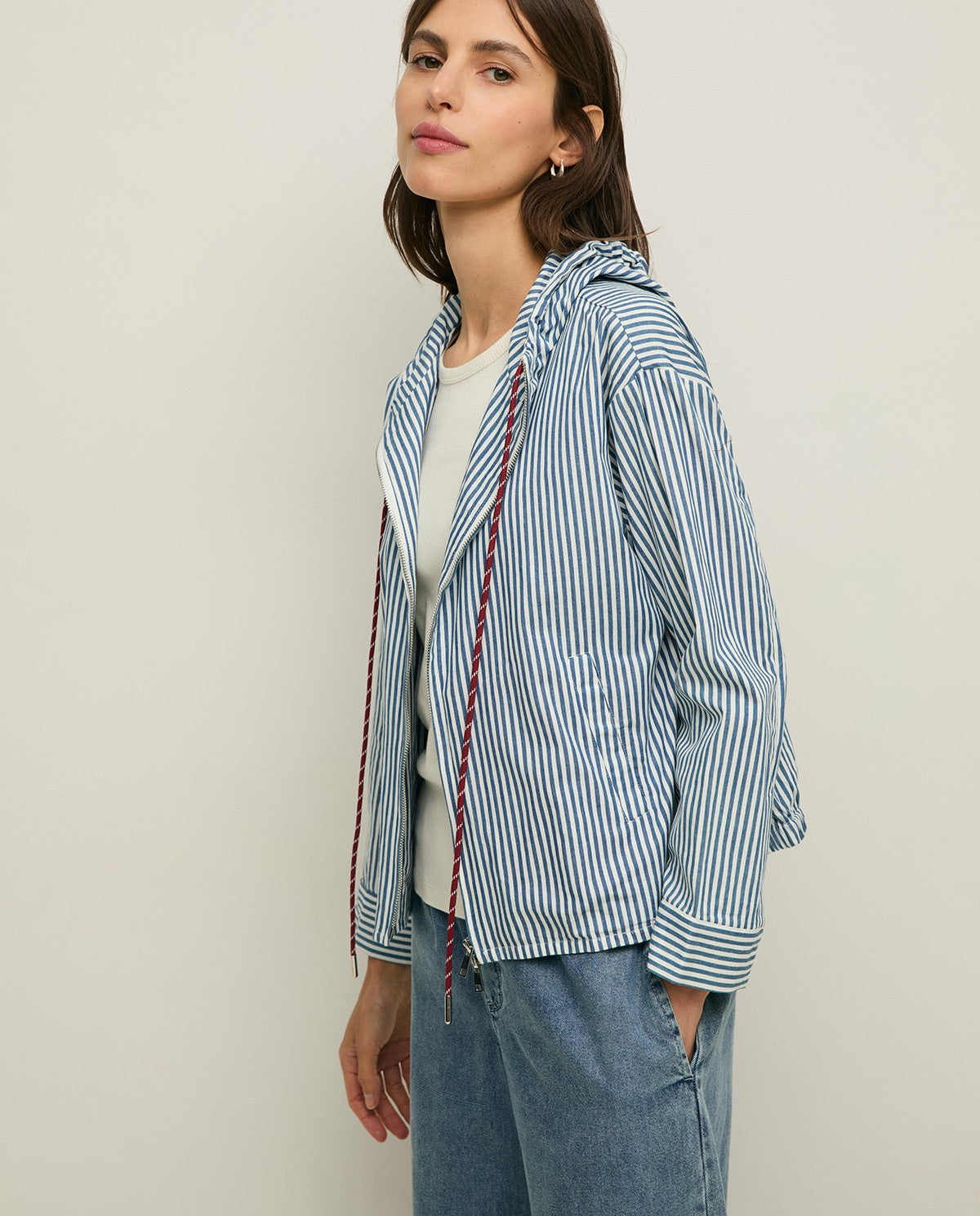 44813 - STRIPED-COTTON HOODED JACKET