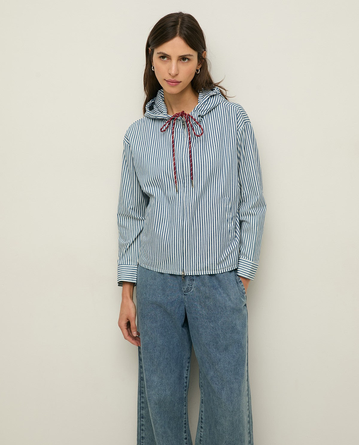 44813 - STRIPED-COTTON HOODED JACKET