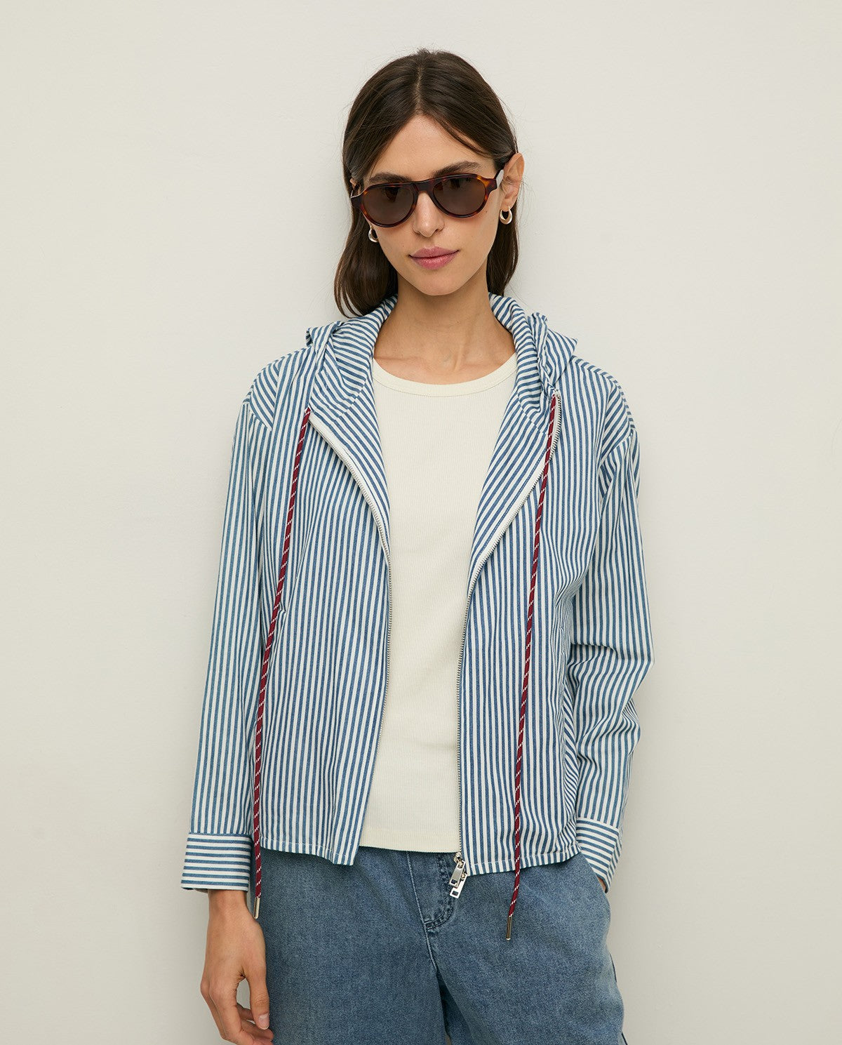 44813 - STRIPED-COTTON HOODED JACKET