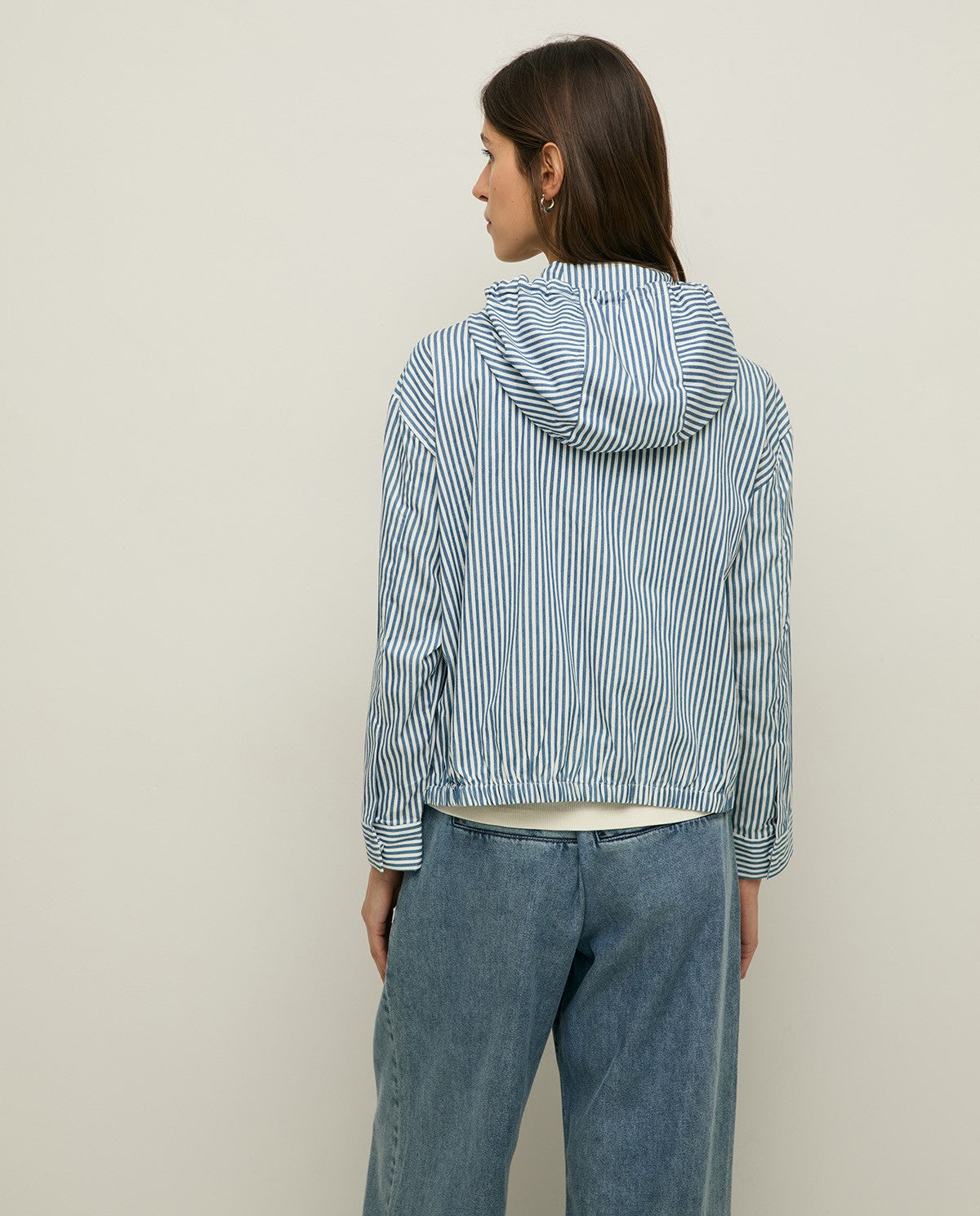 44813 - STRIPED-COTTON HOODED JACKET