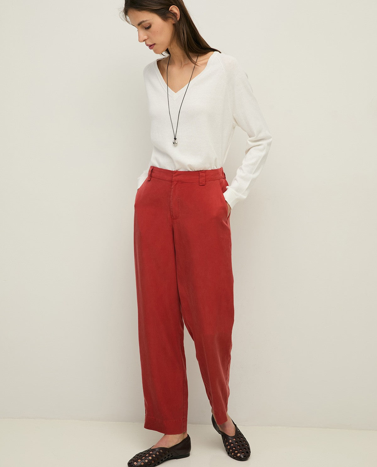 44816 - STRAIGHT TENCEL TROUSERS