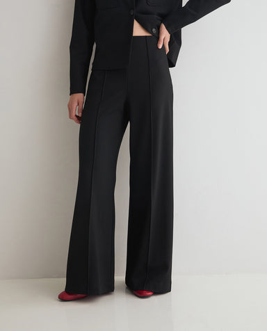 Yerse Knit Pleated Trousers Black