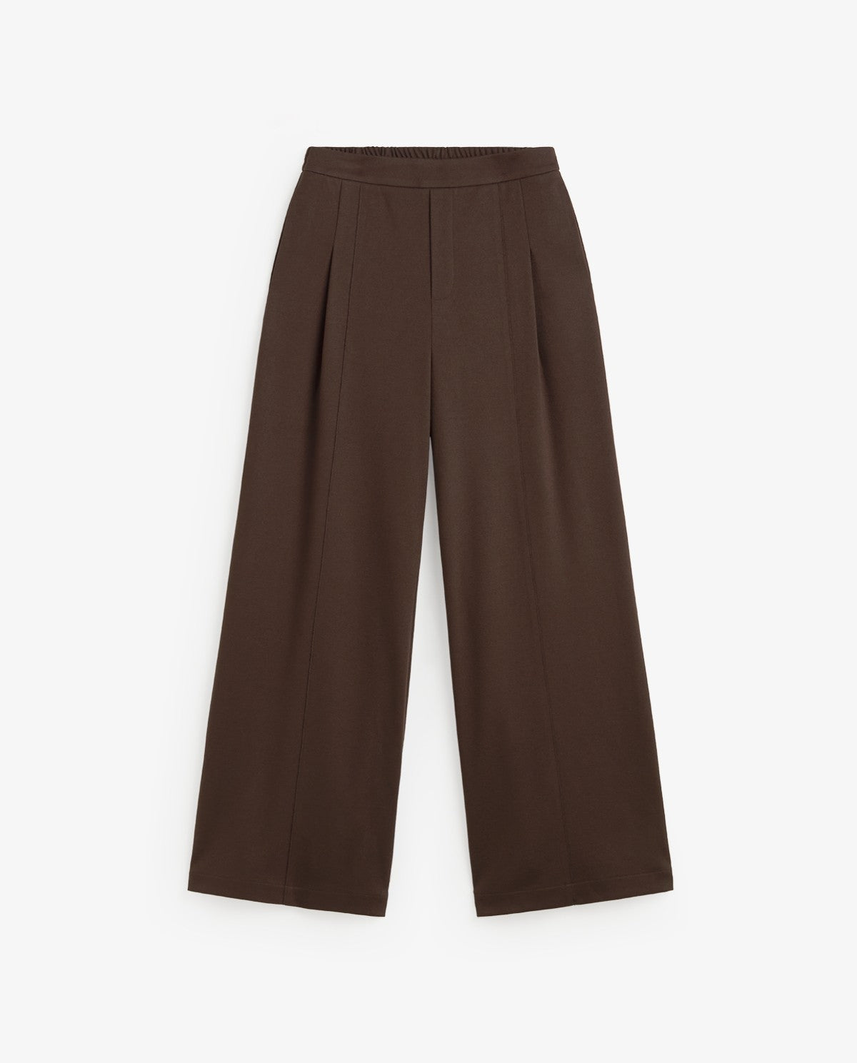 Yerse Wide - Leg Knit Trousers Chocolate