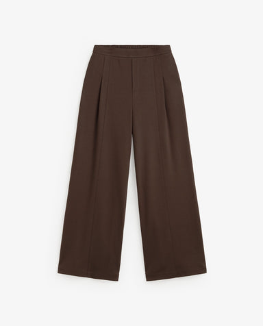 Yerse Wide - Leg Knit Trousers Chocolate