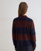Striped Fine - Knit Polo Sweater Dark Blue - Brown