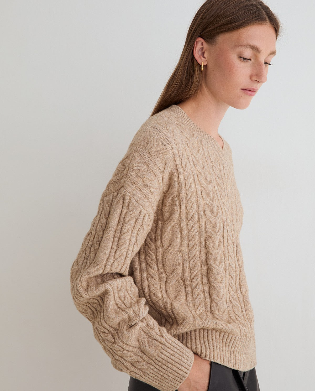 Yerse Woven Knit Sweater Stone Grey