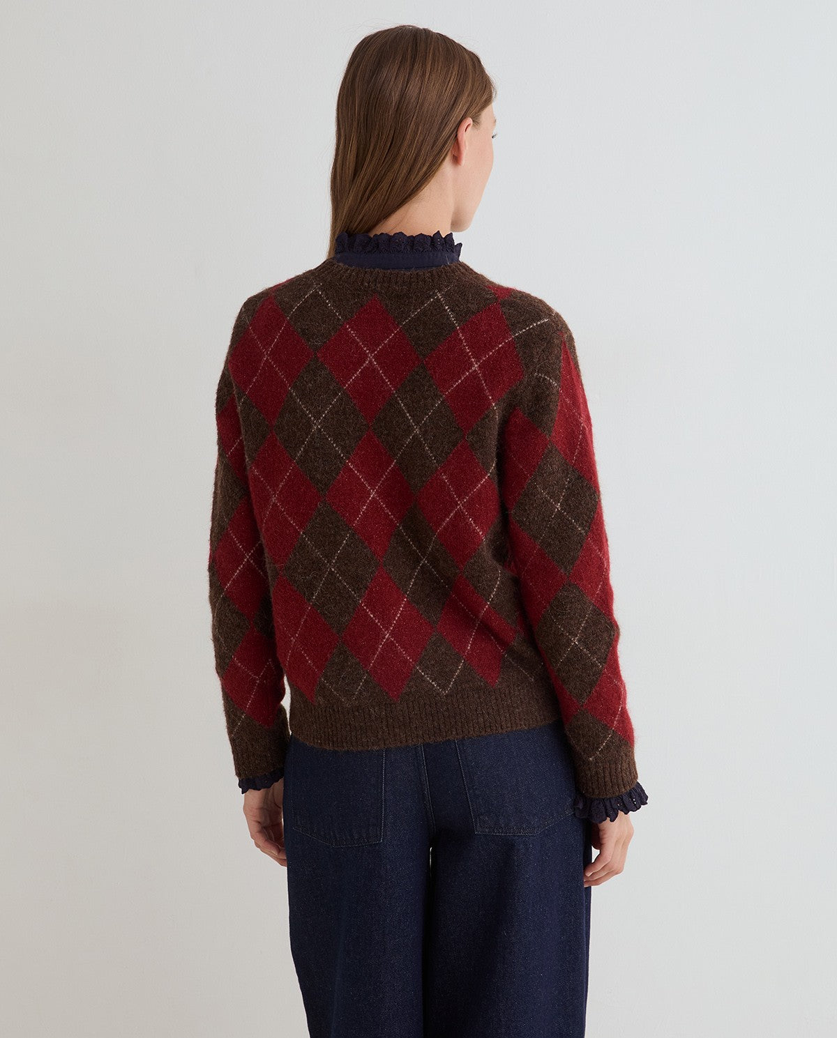 Yerse Diamond Sweater Brown - Red