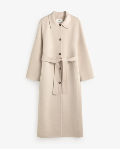 Yerse Long Handmade Wool - Blend Coat Ecru