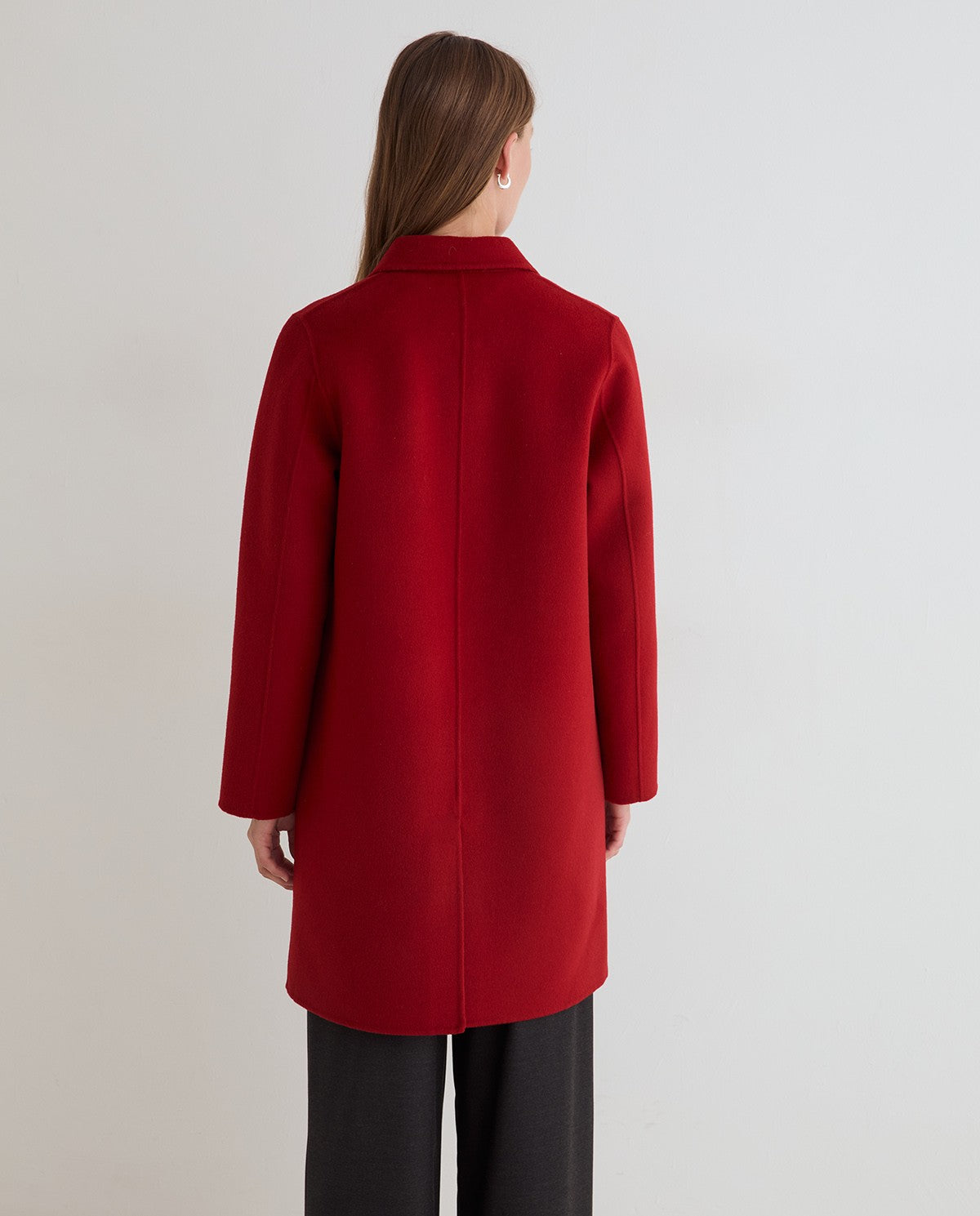 Yerse Handmade Wool - Blend Midi Coat Red