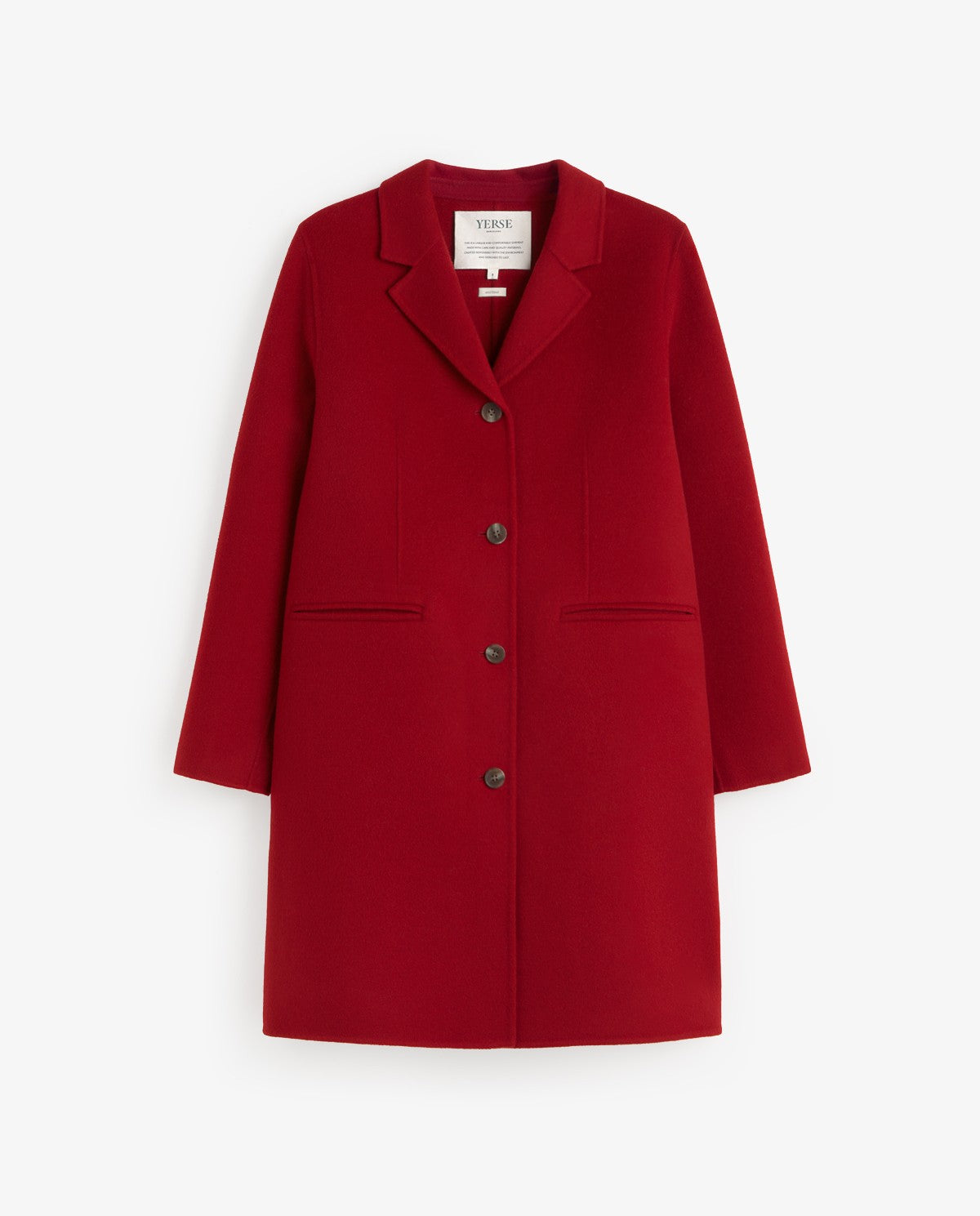 Yerse Handmade Wool - Blend Midi Coat Red