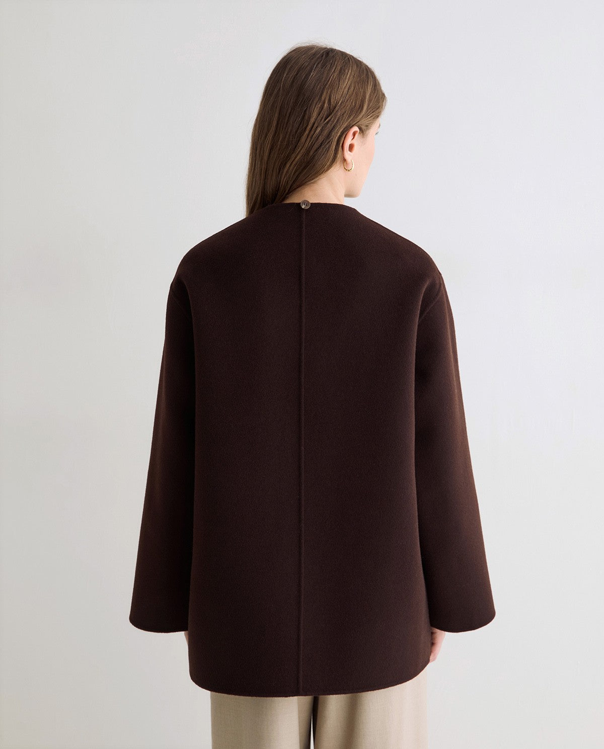 Yerse Handmade Coat With Removable Scarf Chocolate