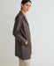 Yerse Leather Midi Coat Dark Brown