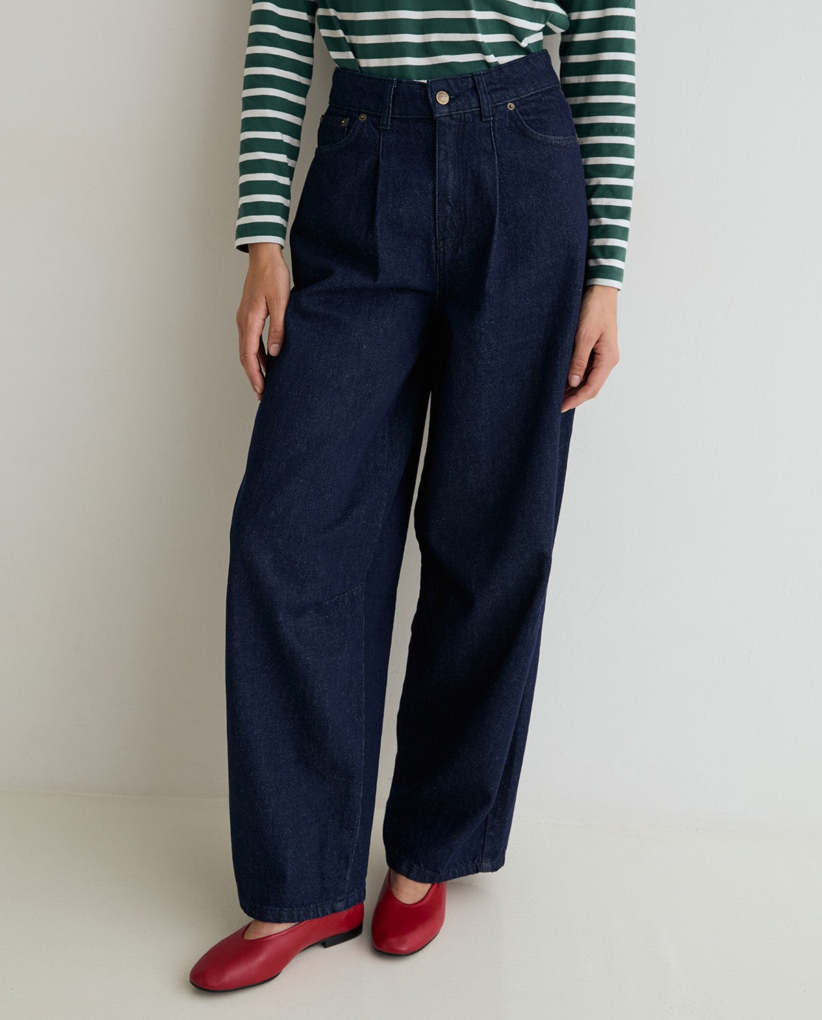Yerse Barrel - Leg Denim Trousers Dark Blue