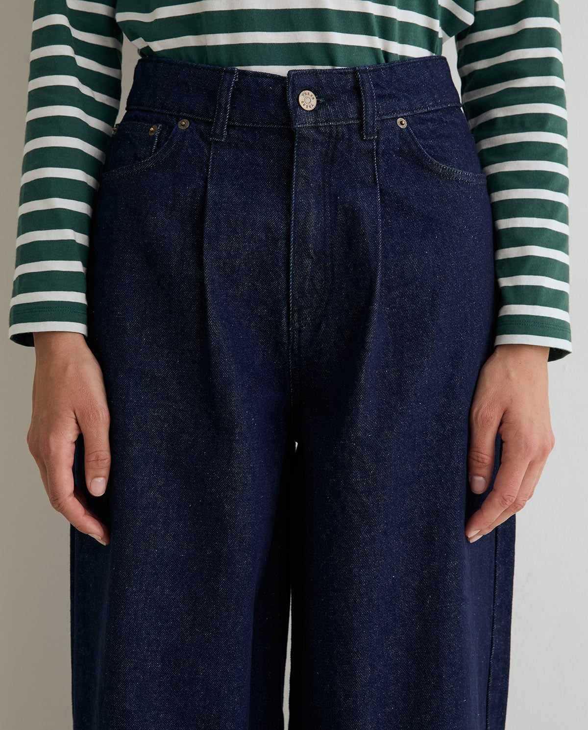 Yerse Barrel - Leg Denim Trousers Dark Blue