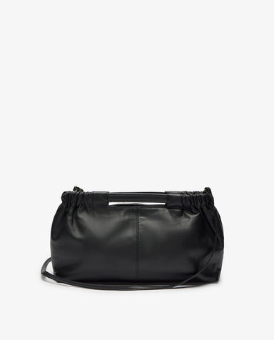 Yerse Gathered Leather Bag Black