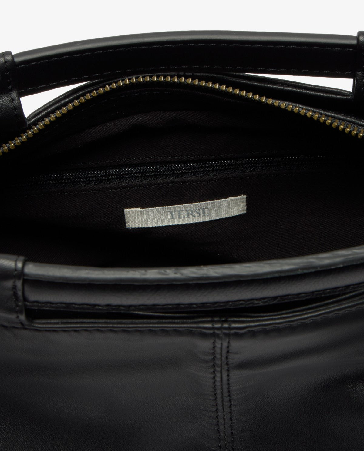 Yerse Gathered Leather Bag Black